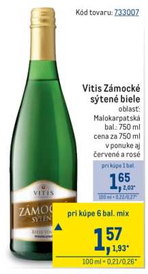 Vitis Zámocké sýtené biele