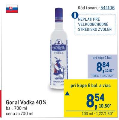 Goral Vodka 40 %
