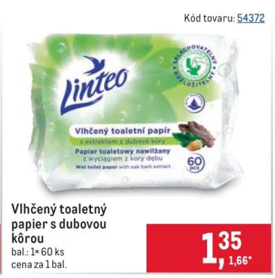Vlhčený toaletný papier s dubovou kôrou