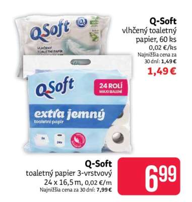 Q-Soft toaletný papier 3-vrstvový