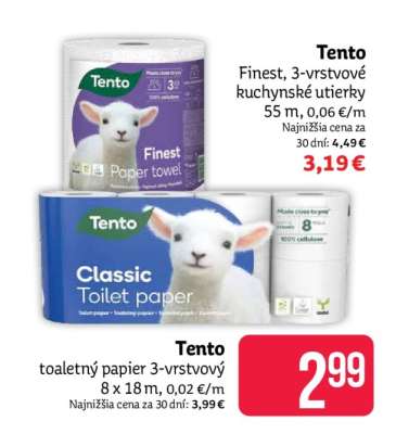Tento Toaletný papier 3-vrstvový