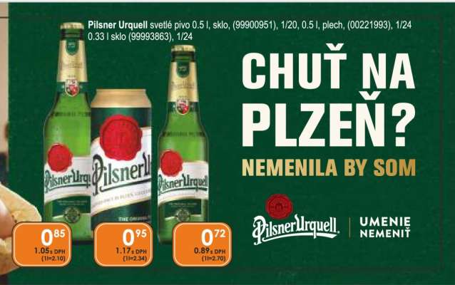 Pilsner Urquell světlé pivo 0.5 l, sklo