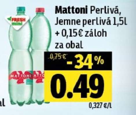 Mattoni Perlivá, Jemně perlivá 1,5l