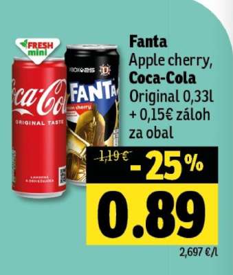 Fanta Apple cherry, Coca-Cola Original 0,33l