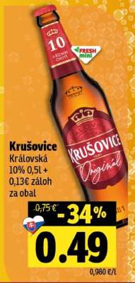 Krušovice Královská 10% 0,5l