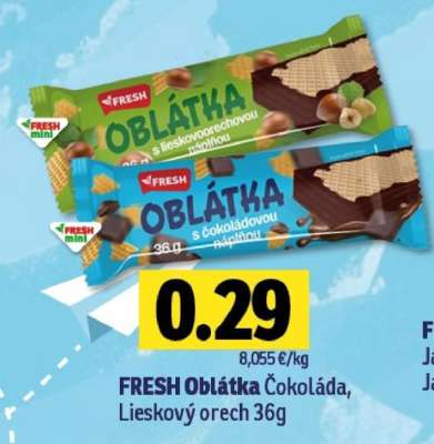 FRESH Oblátka Čokoláda, Lieskový orech 36g