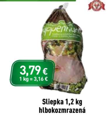Sliepka 1,2 kg hlbokozmrazená