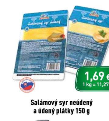 Salámový syr neúdený a údený plátky 150 g