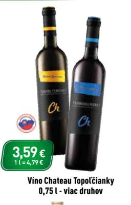 Víno Chateau Topoľčianky 0,75 l - viac druhov