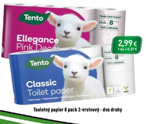 Toaletný papier 8 pack 2-vrstvový - dva druhy