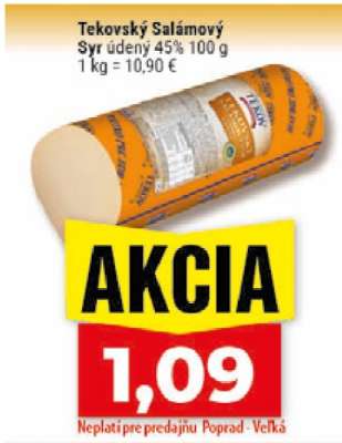 Tekovský salámový syr údený 45% 100 g