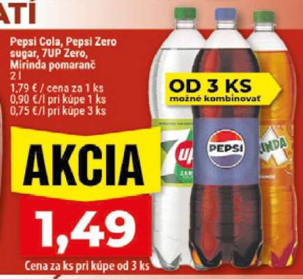 Pepsi Cola, Pepsi Zero sugar, 7UP Zero, Mirinda pomaranč