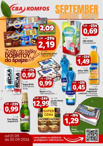 Leták CBA Komfos - 1.9.2026 - 30.9.2026.