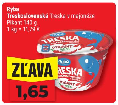 Ryba Treskoslovenská Treska v majonéze Pikant 140 g