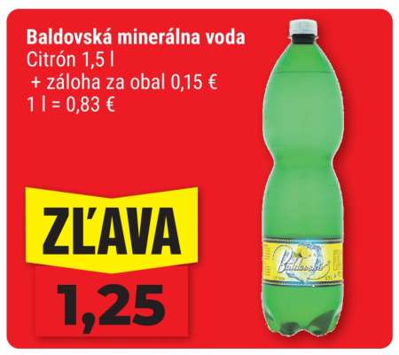 Baldovská minerálna voda Citrón 1,5 l