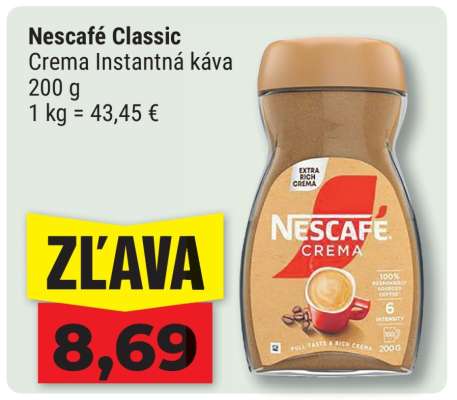 Nescafé Classic, Crema instantná káva 200 g