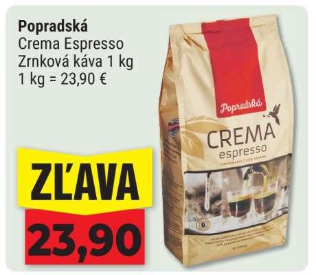 Popradská Crema espresso zrnková káva 1 kg