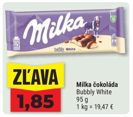 Milka čokoláda Bubbly White