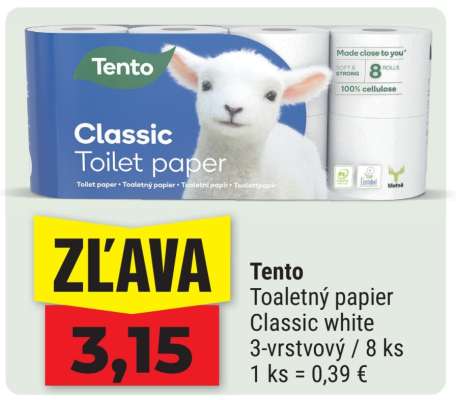 Tento Toaletný papier Classic white