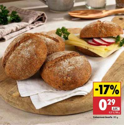Celozrnná žemľa 80 g