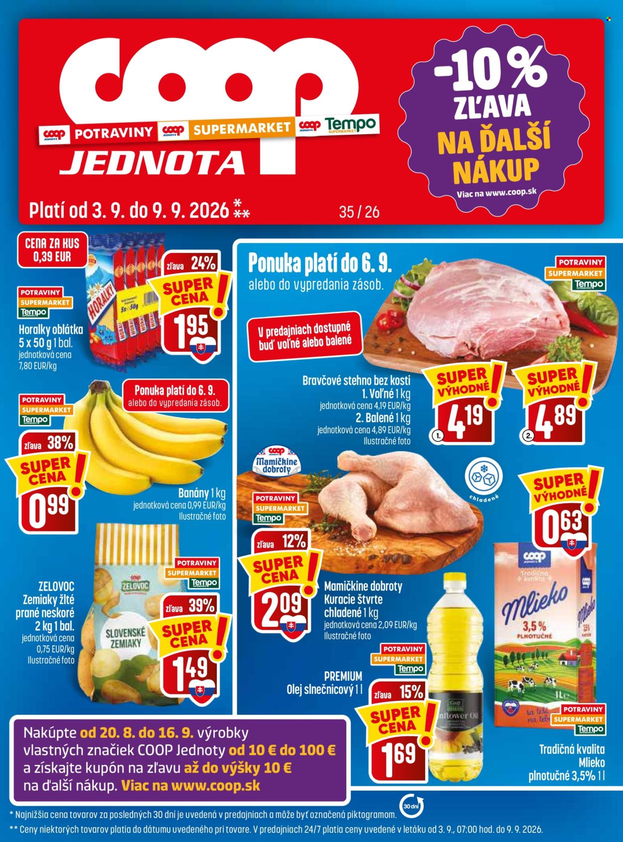 Leták COOP Jednota - 3.9.2026 - 9.9.2026. Strana 1