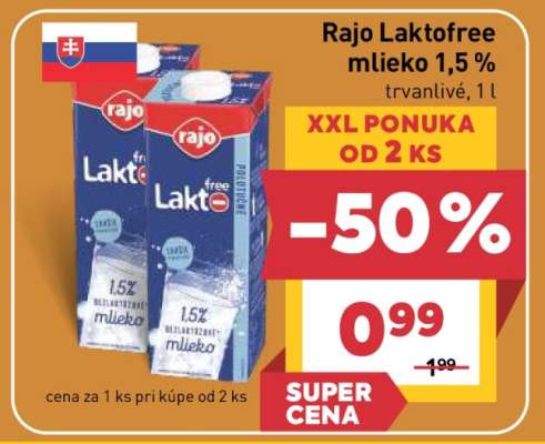 Rajo Laktofree mlieko 1,5 %