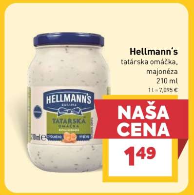 Hellmann’s tatárska omáčka, majonéza 210 ml