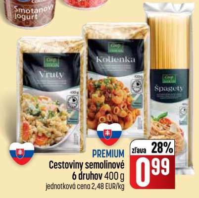 PREMIUM Cestoviny semolinové