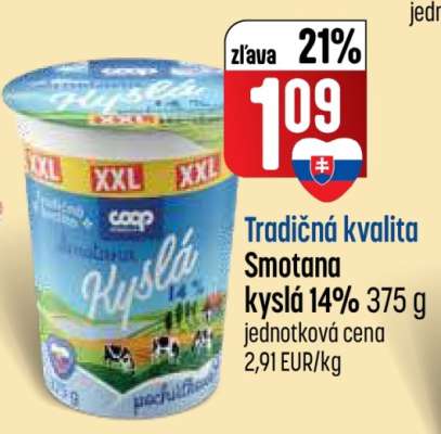 Tradičná kvalita Smotana kyslá 14% 375 g