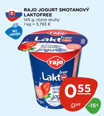 RAJO JOGURT SMOTANOVÝ LAKTOFREE