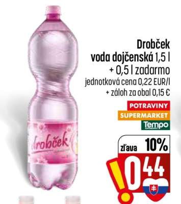 Drobček voda dojčenská 1,5 l + 0,5 l zadarmo