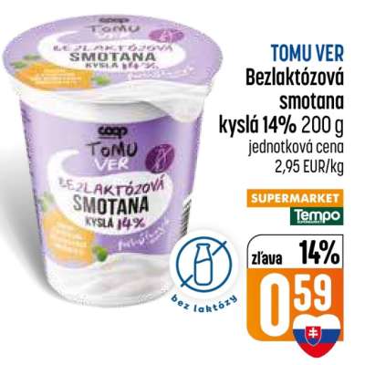 TOMU VER Bezlaktózová smotana kyslá 14% 200 g