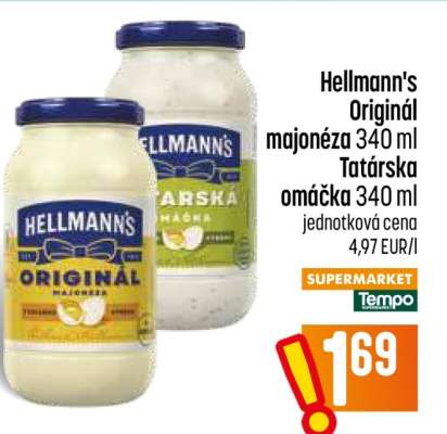 Hellmann's Originál majonéza 340 ml / Tatárska omáčka 340 ml