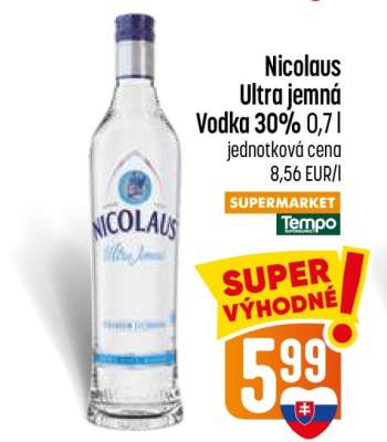 Nicolaus Ultra jemná Vodka 30% 0,7 l