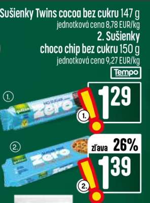 Sušenky choco chip bez cukru 150 g