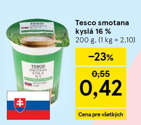 Tesco smotana kyslá 16 %