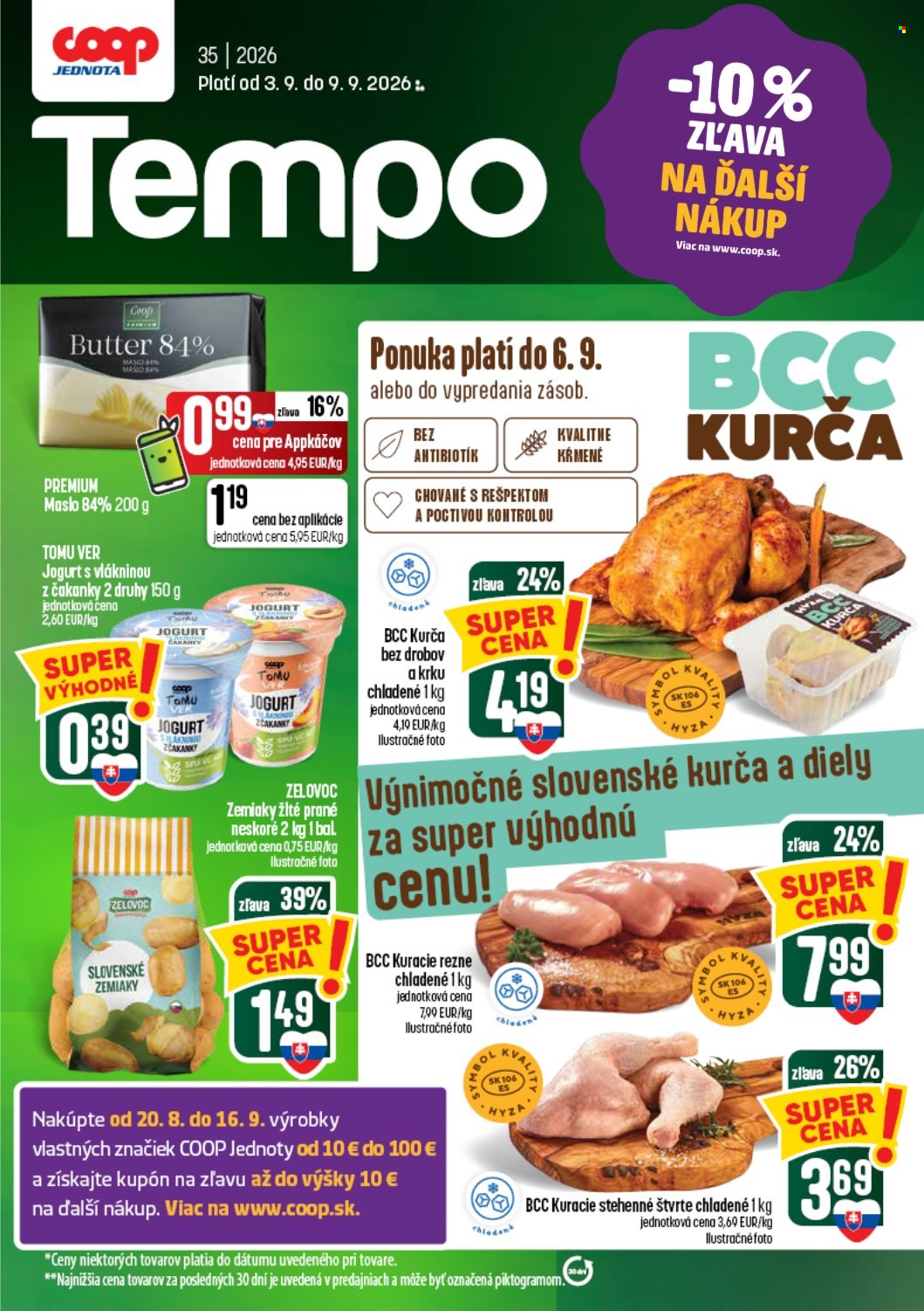 Leták COOP Jednota - 3.9.2026 - 9.9.2026. Strana 1