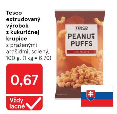 Tesco extrudovaný výrobok z kukuričnej krupice