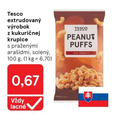 Tesco extrudovaný výrobok z kukuričnej krupice