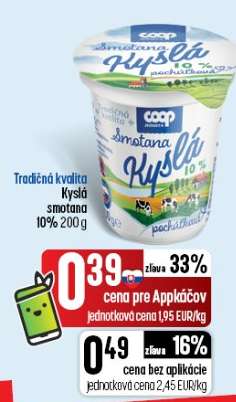 Tradičná kvalita Kyslá smotana 10% 200 g
