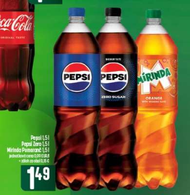 Pepsi 1,5 l, Pepsi Zero 1,5 l, Mirinda Pomaranč 1,5 l