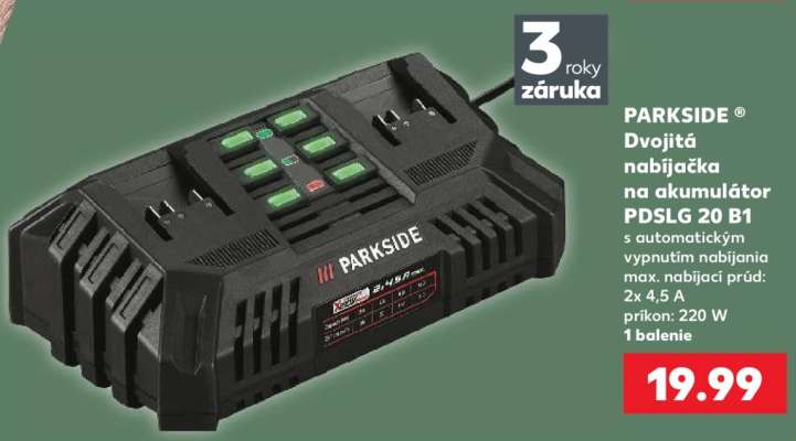 PARKSIDE Dvojitá nabíjačka na akumulátor PDSLG 20 B1