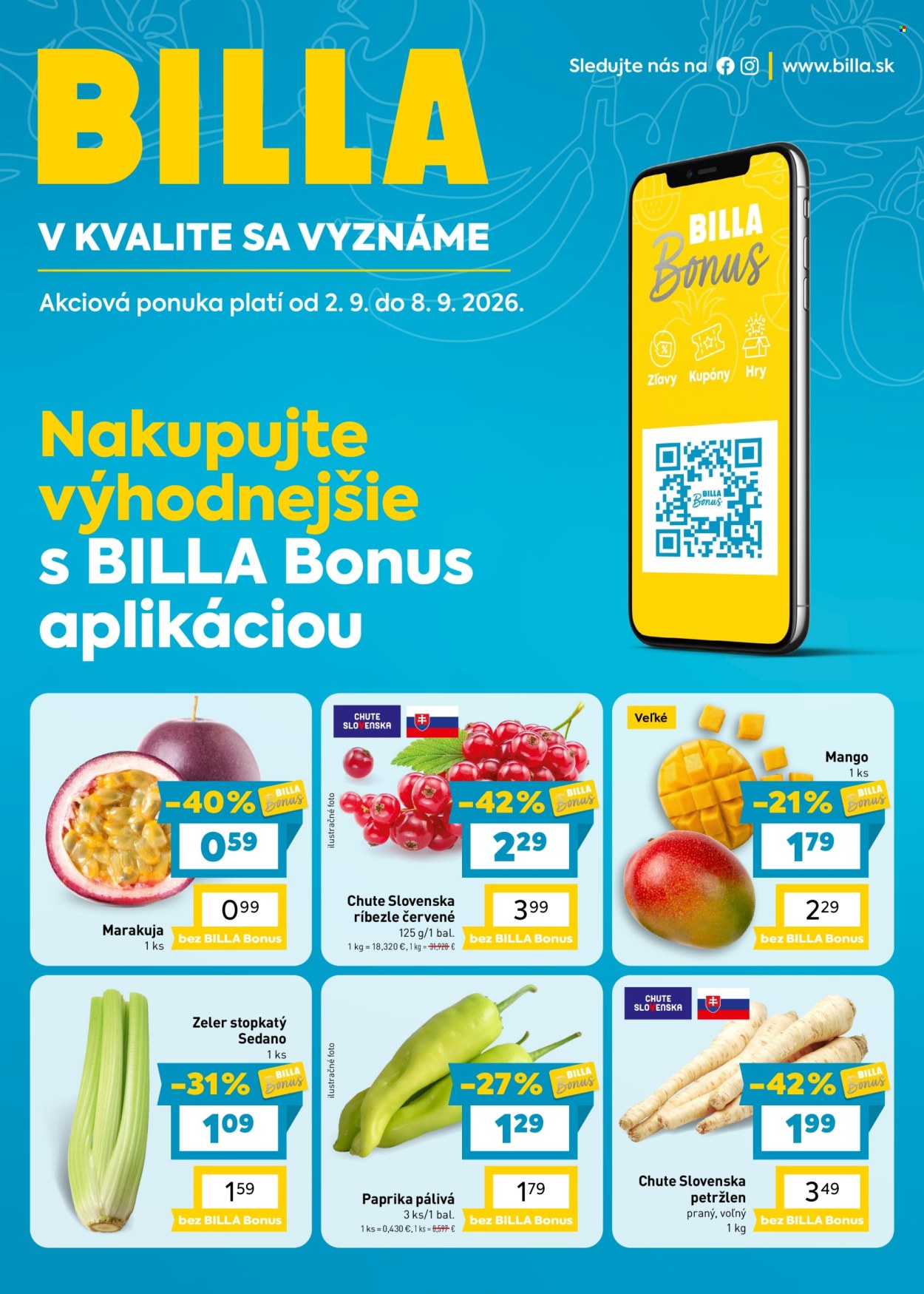Leták Billa - 2.9.2026 - 8.9.2026. Strana 1