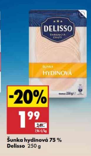 Šunka hydinová 75 % Delisso 250 g