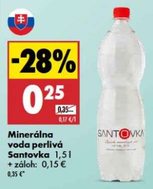 Minerálna voda perlivá Santovka 1,5 l