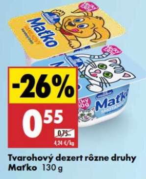 Tvarohový dezert různe druhy Maťko 130 g