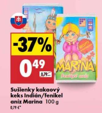 Sušienky kakaový keks Indian/fenikel aníz Marina 100 g