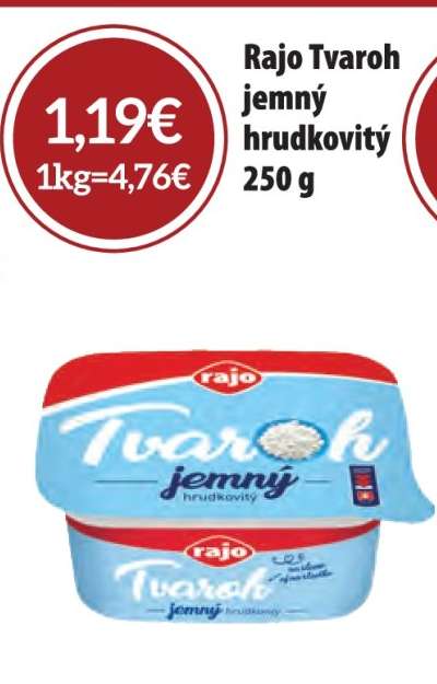 Rajo Tvaroh jemný hrudkovitý 250 g