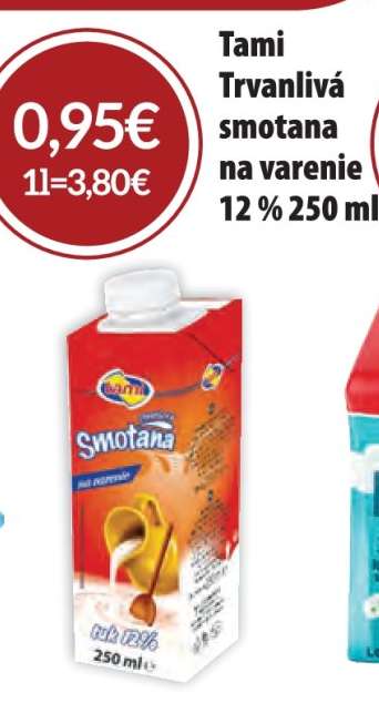 Tami Trvanlivá smotana na varenie 12 % 250 ml