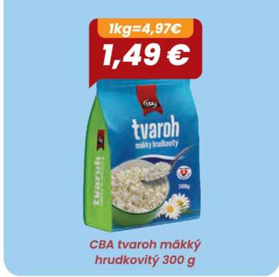 CBA tvaroh mäkký hrudkovitý 300 g